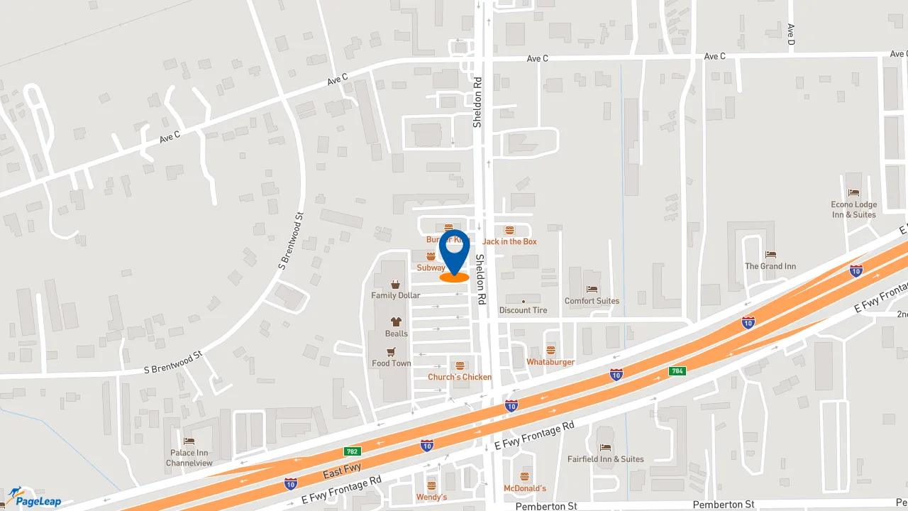 https://pageleap.com map showing location of Taco Bell in Channelview.