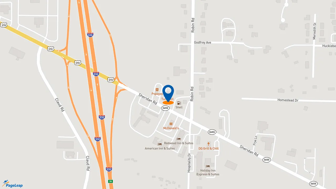 https://pageleap.com map showing location of Taco Bell in White Hall.