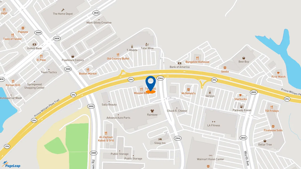 https://pageleap.com map showing location of Taco Bell in Woodbridge.