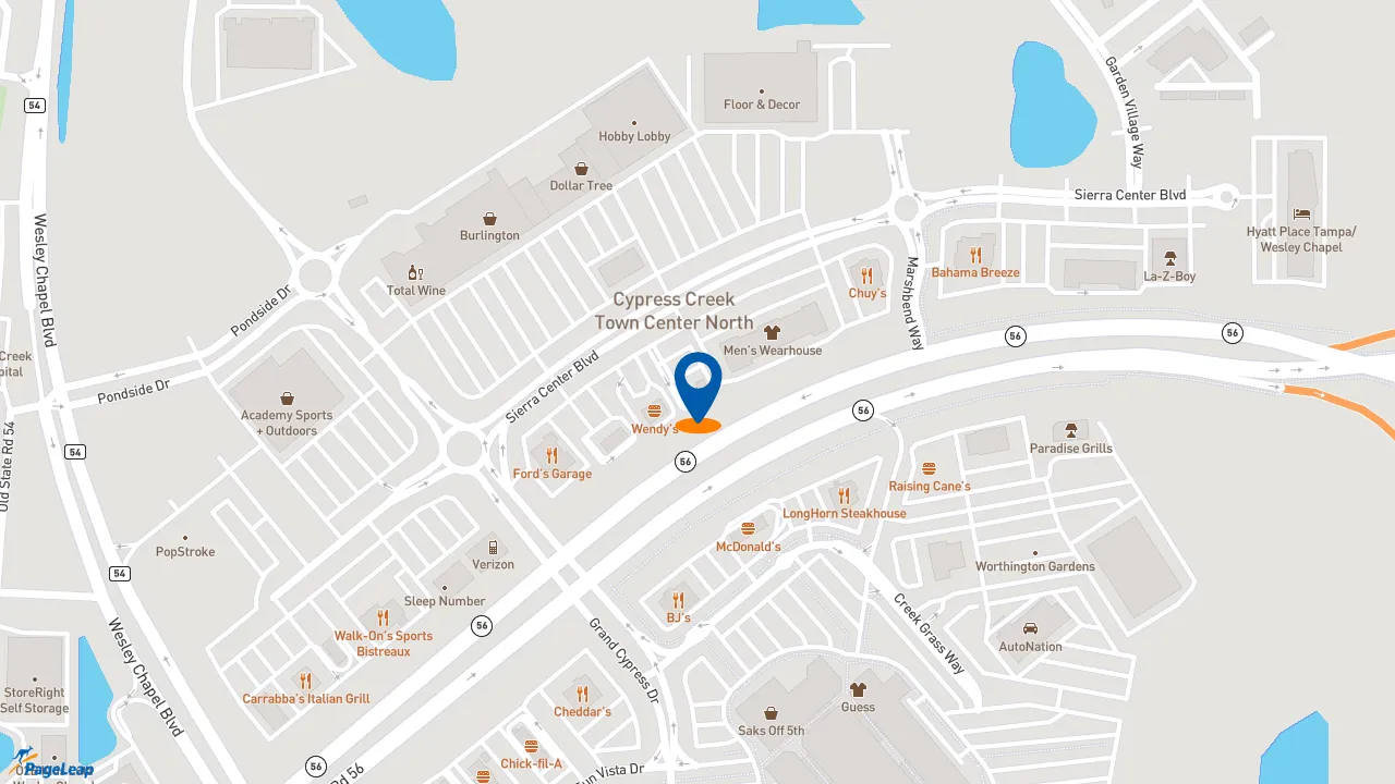 https://pageleap.com map showing location of Taco Bell in Lutz.