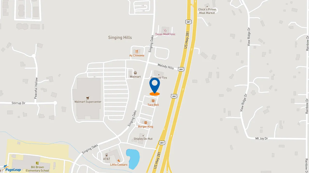 https://pageleap.com map showing location of Taco Bell in Spring Branch.