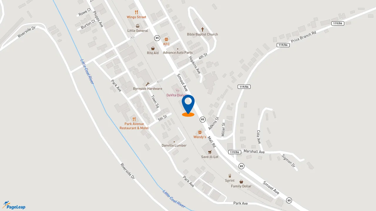 https://pageleap.com map showing location of Taco Bell in Danville.