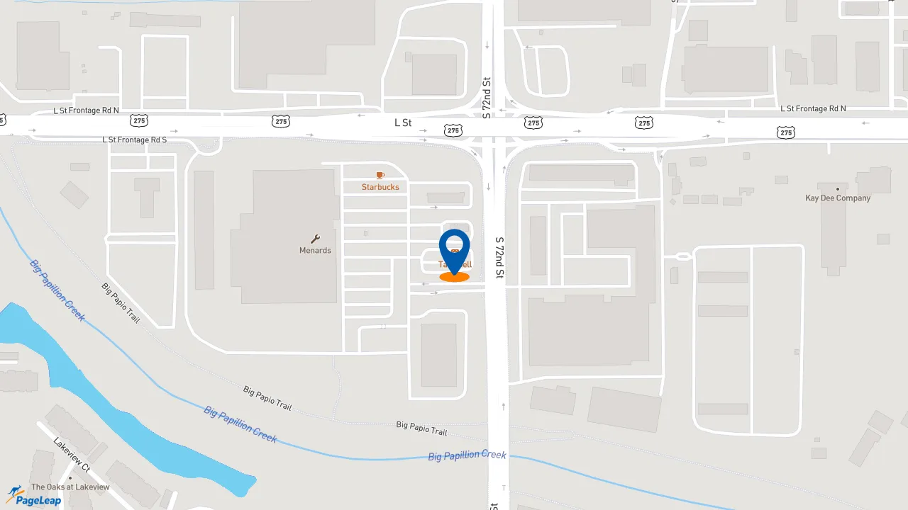 https://pageleap.com map showing location of Taco Bell in Omaha.