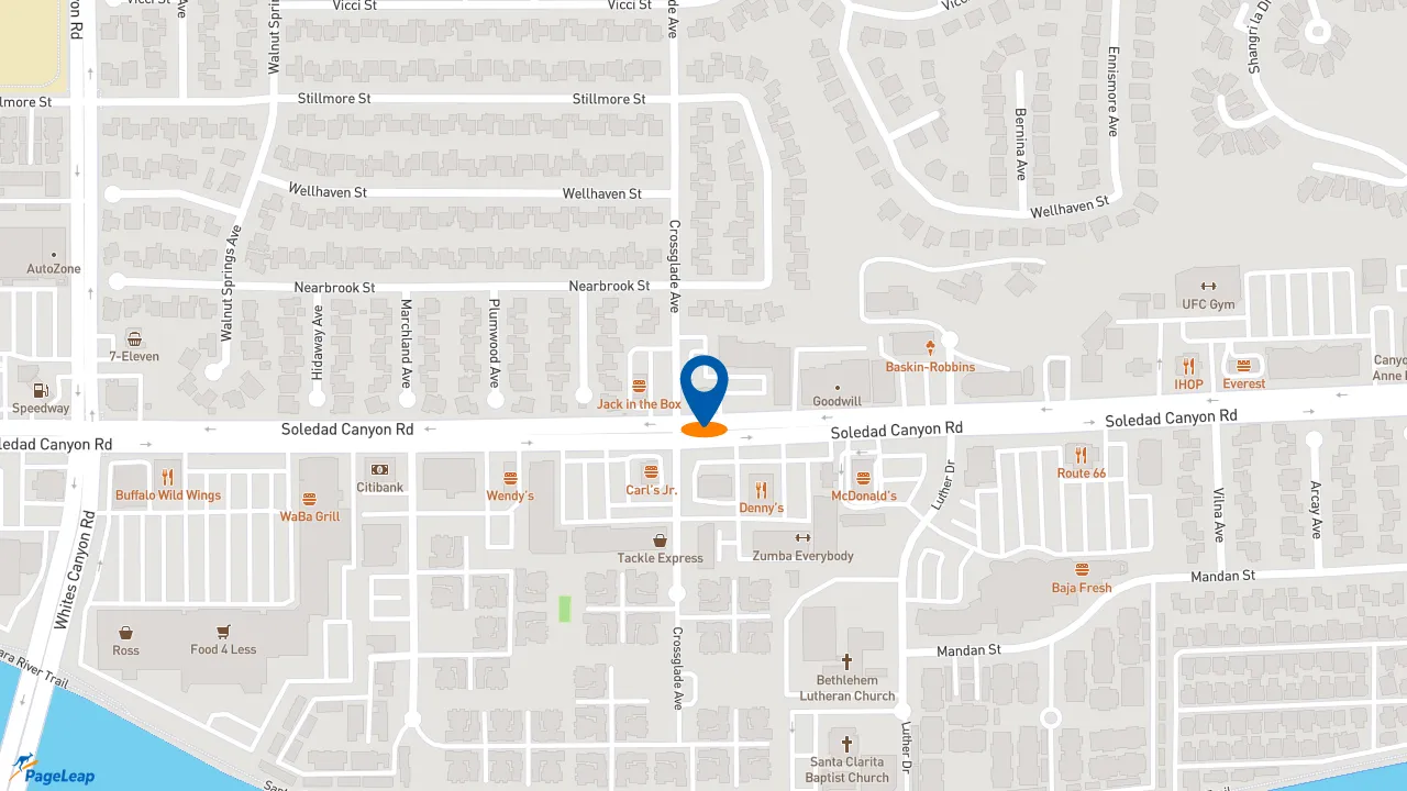 https://pageleap.com map showing location of Taco Bell in Santa Clarita.