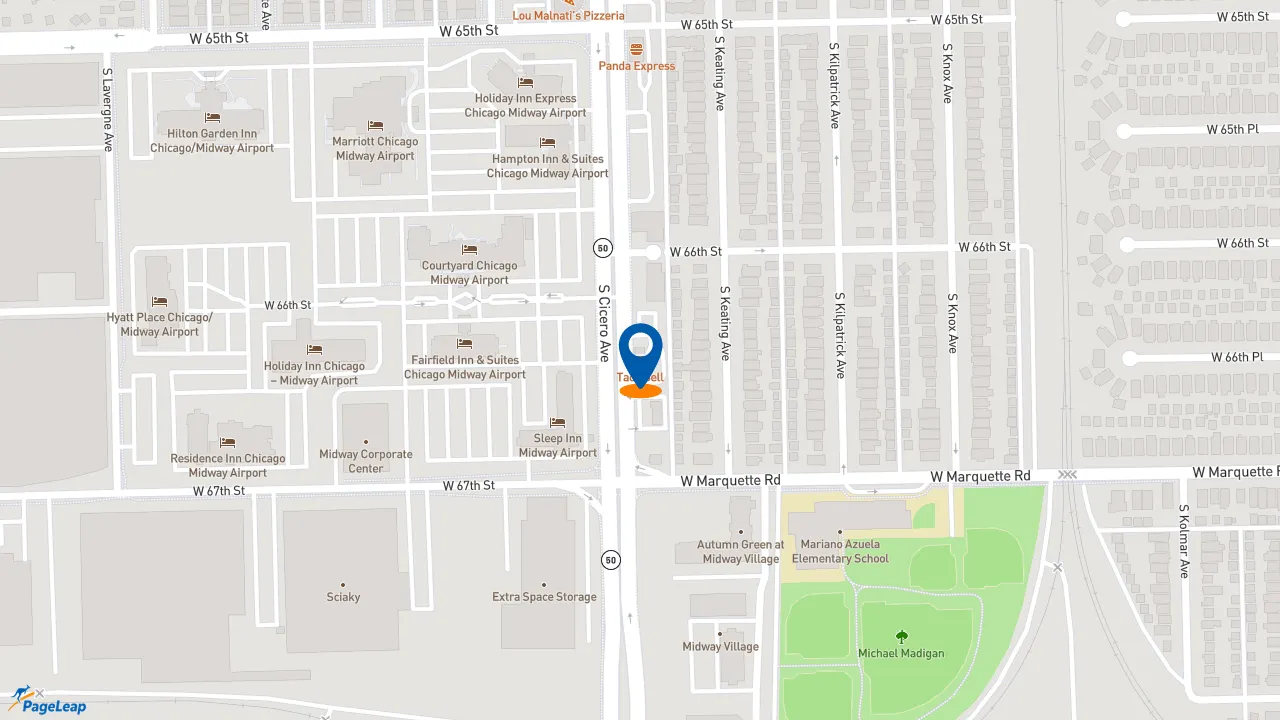 https://pageleap.com map showing location of Taco Bell in Chicago.