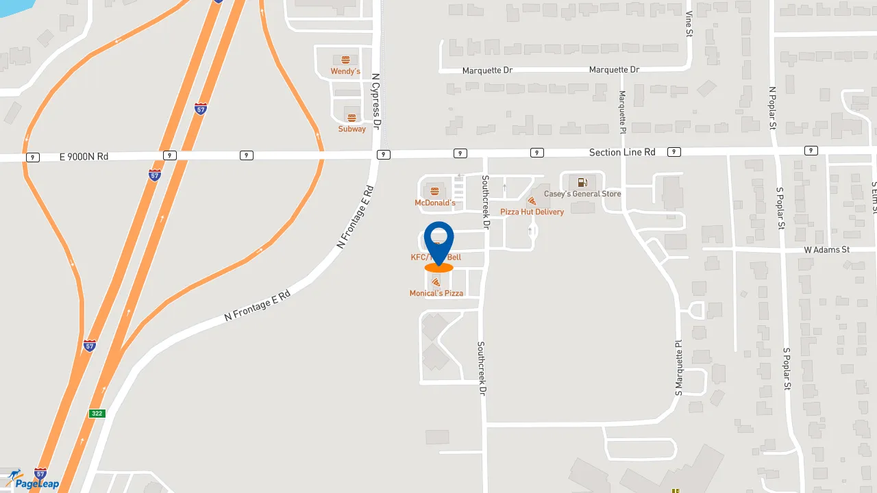 https://pageleap.com map showing location of Taco Bell in Manteno.