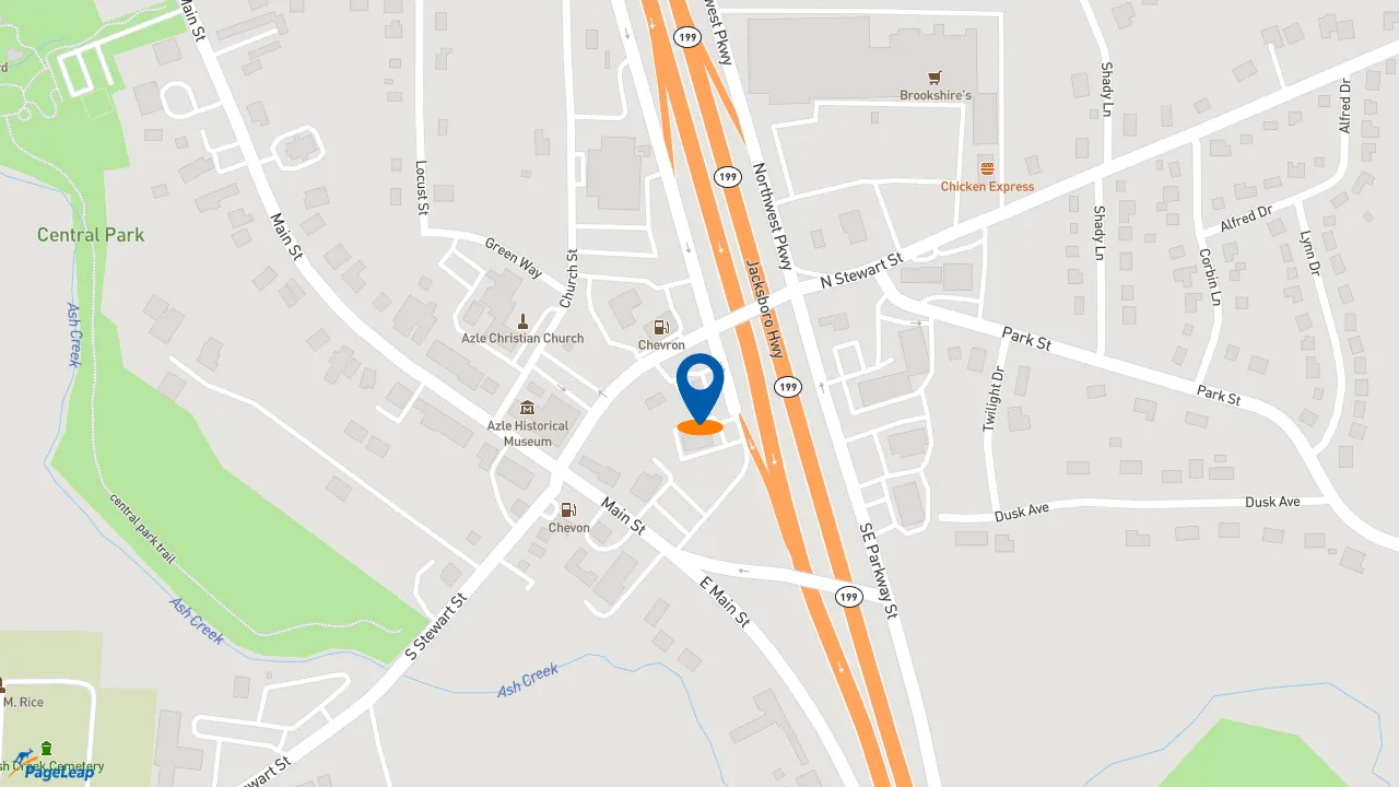 https://pageleap.com map showing location of Taco Bell in Azle.