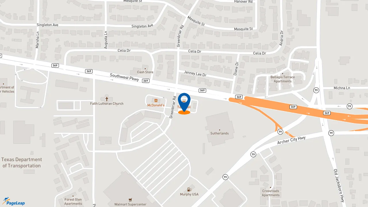 https://pageleap.com map showing location of Taco Bell in Wichita Falls.