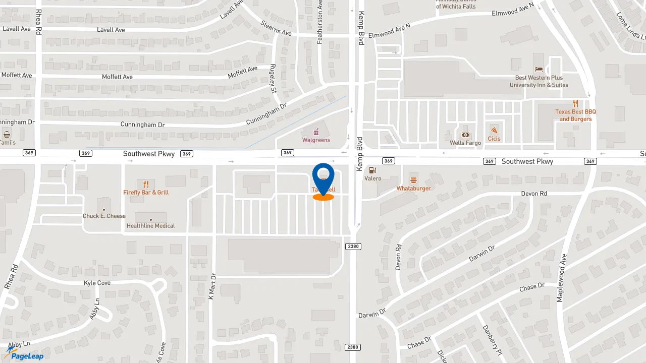 https://pageleap.com map showing location of Taco Bell in Wichita Falls.
