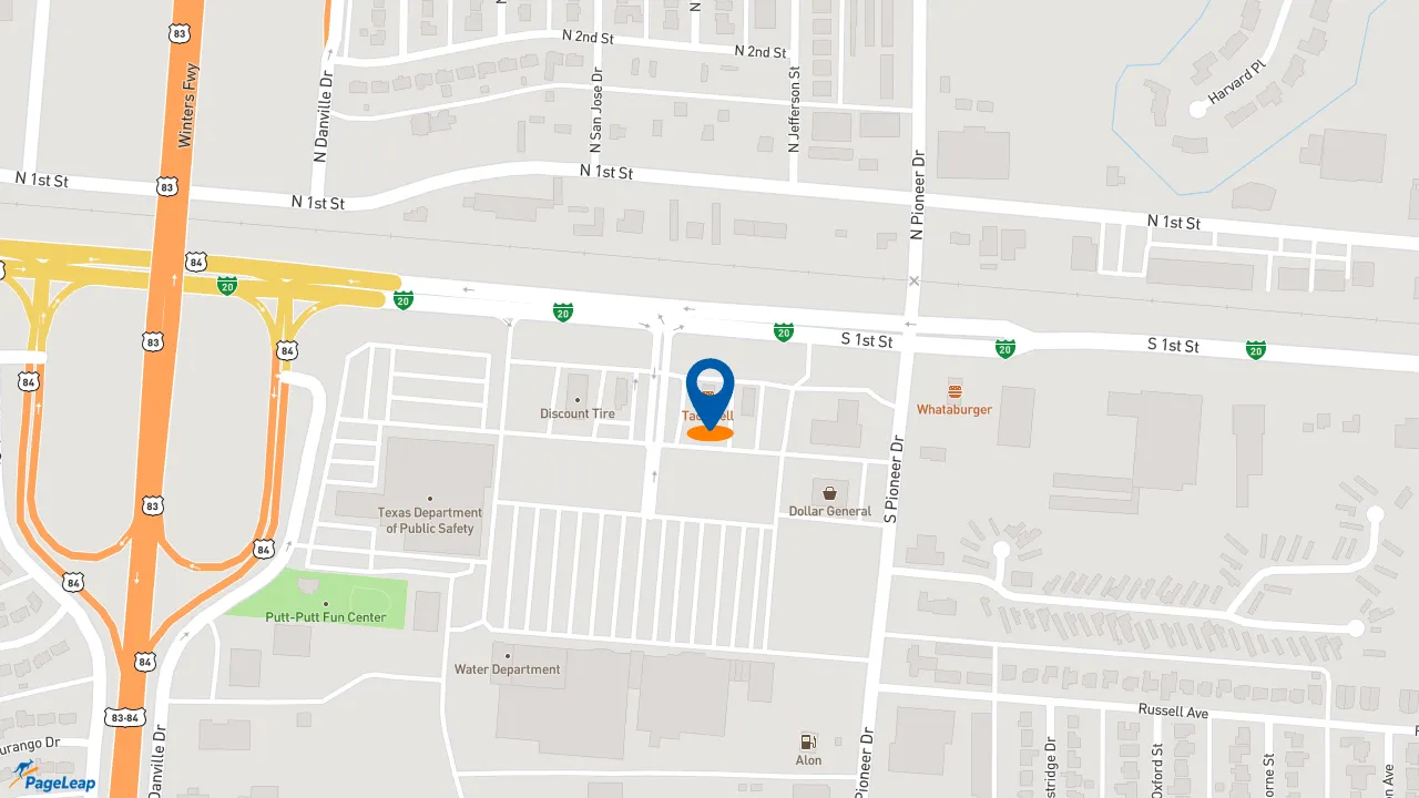 https://pageleap.com map showing location of Taco Bell in Abilene.