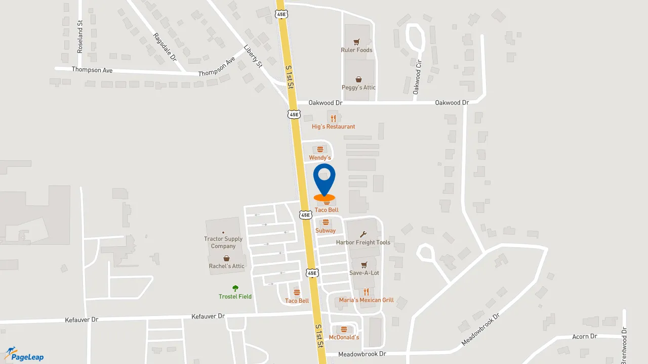 https://pageleap.com map showing location of Taco Bell in Milan.