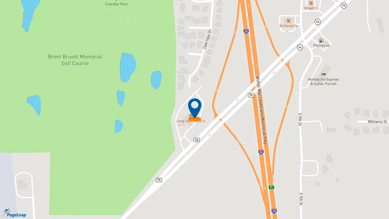 https://pageleap.com map showing location of Taco Bell in Purcell.