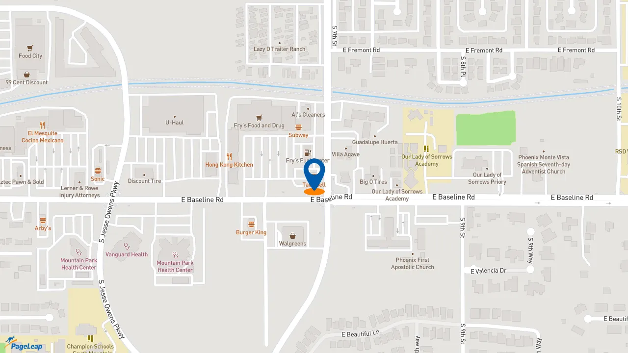 https://pageleap.com map showing location of Taco Bell in Phoenix.