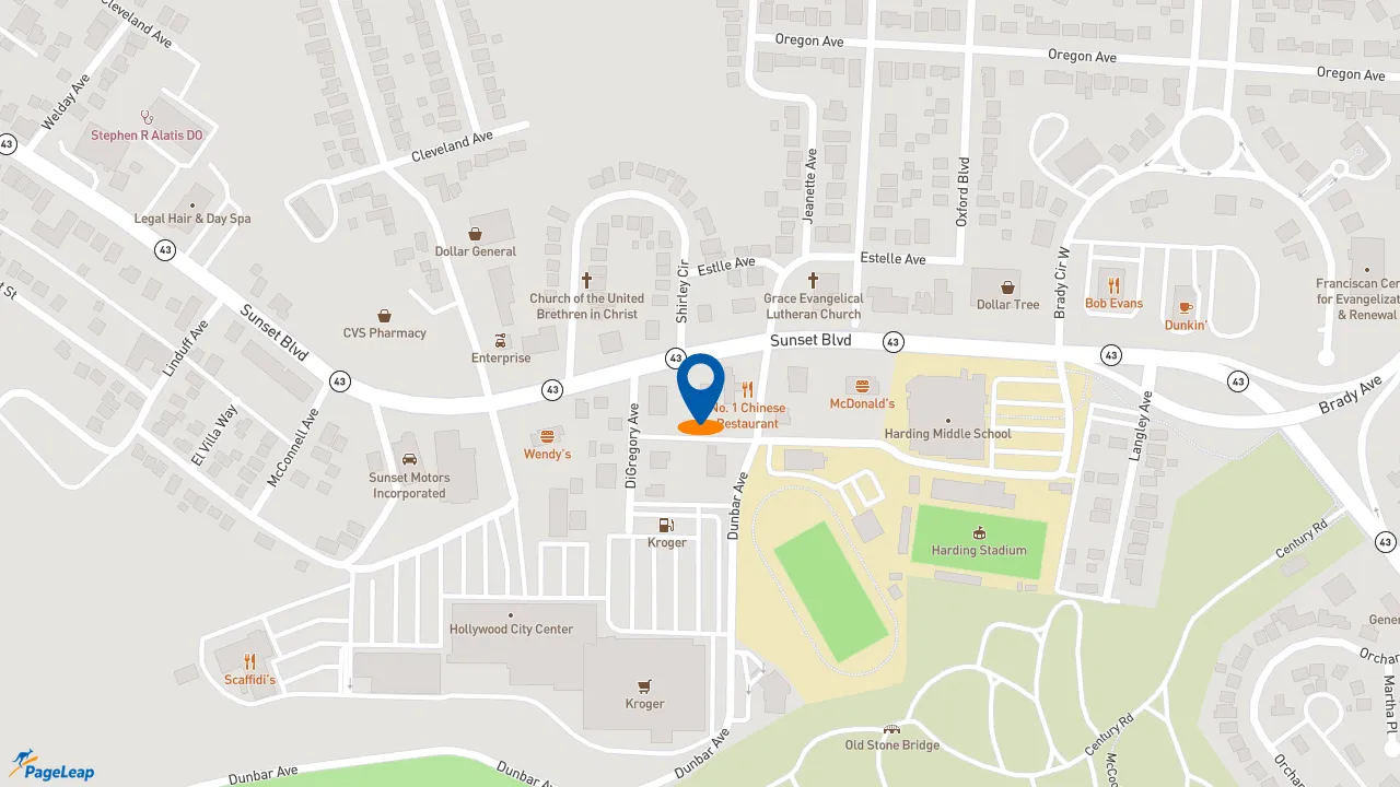 https://pageleap.com map showing location of Taco Bell in Steubenville.