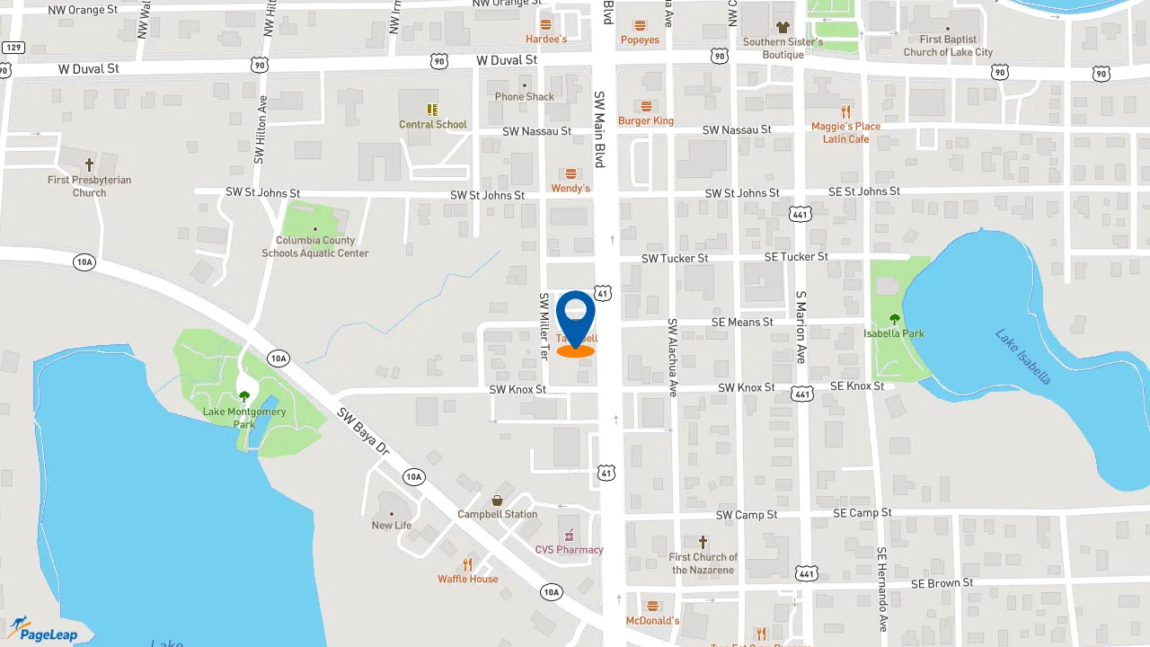 https://pageleap.com map showing location of Taco Bell in Lake City.