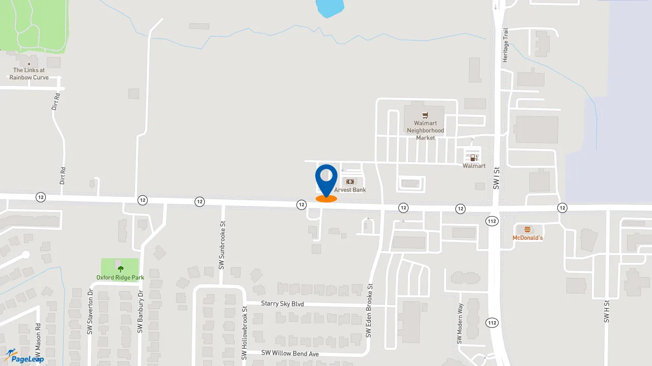 https://pageleap.com map showing location of Taco Bell in Bentonville.