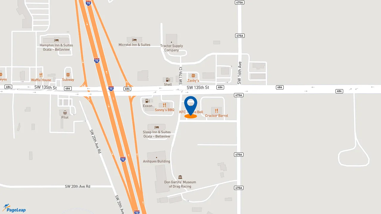 https://pageleap.com map showing location of Taco Bell in Ocala.