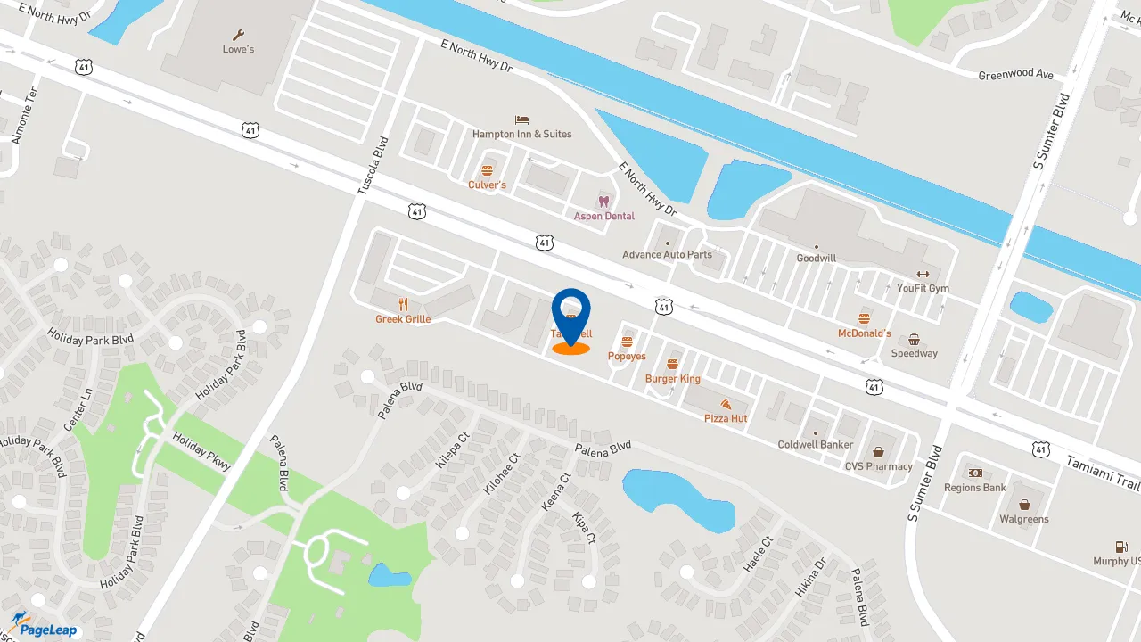https://pageleap.com map showing location of Taco Bell in North Port.