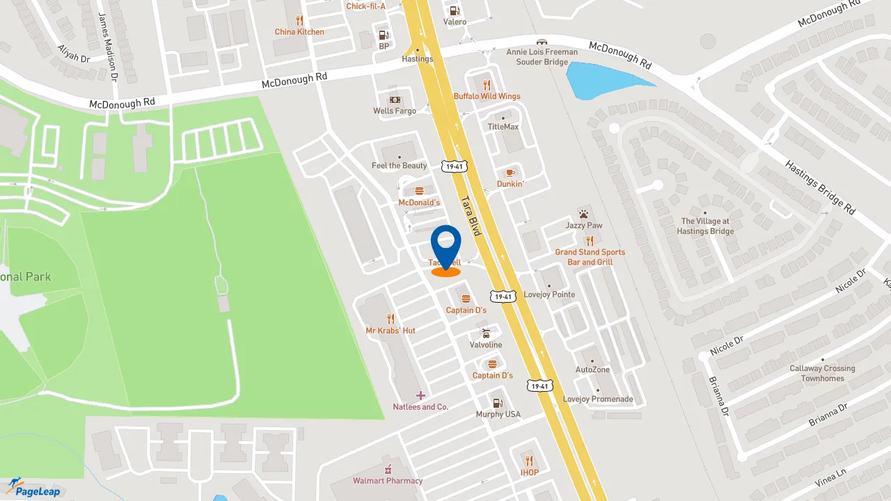 https://pageleap.com map showing location of Taco Bell in Hampton.