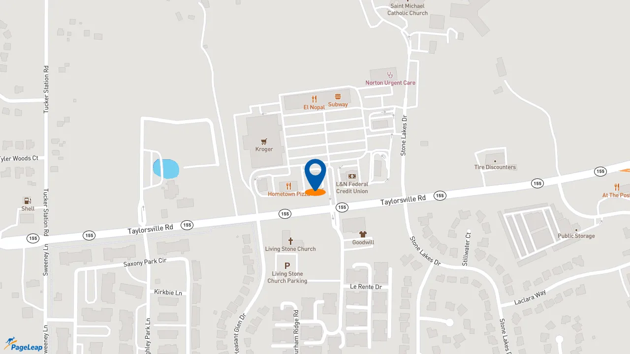 https://pageleap.com map showing location of Taco bell in Louisville.