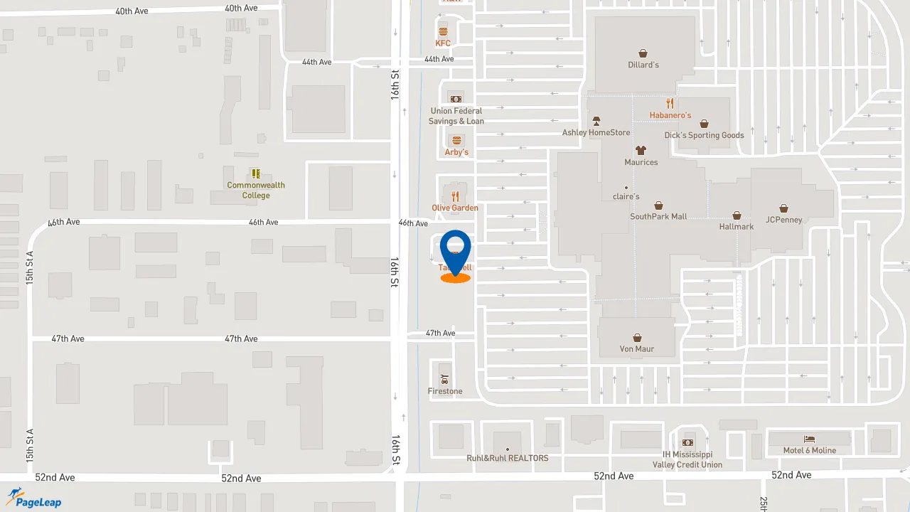 https://pageleap.com map showing location of Taco Bell in Moline.