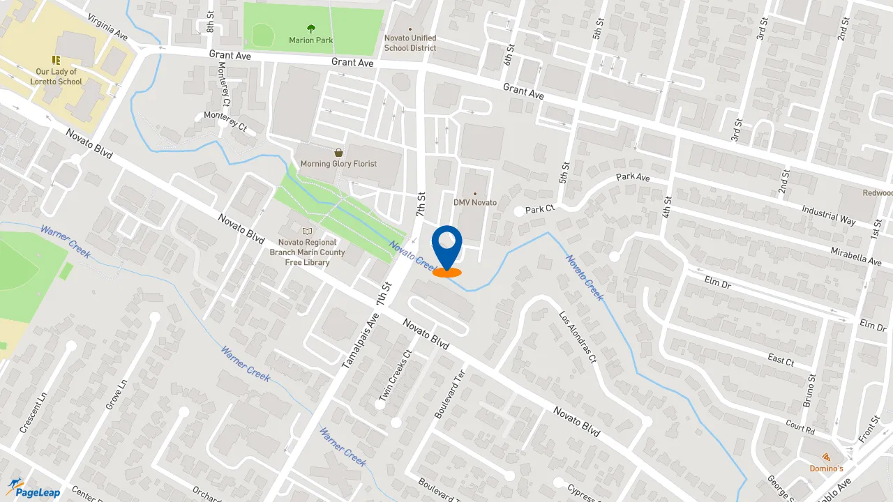 https://pageleap.com map showing location of Taco Bell in Novato.