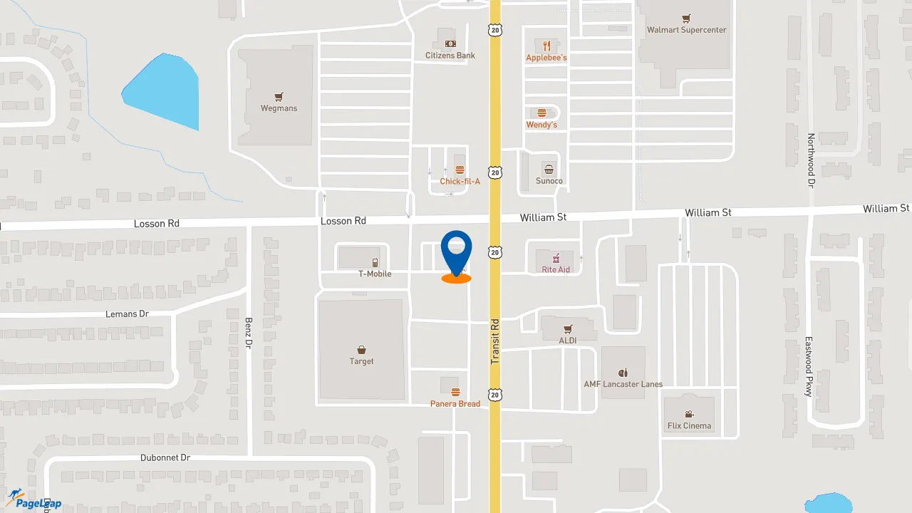 https://pageleap.com map showing location of Taco Bell in Depew.