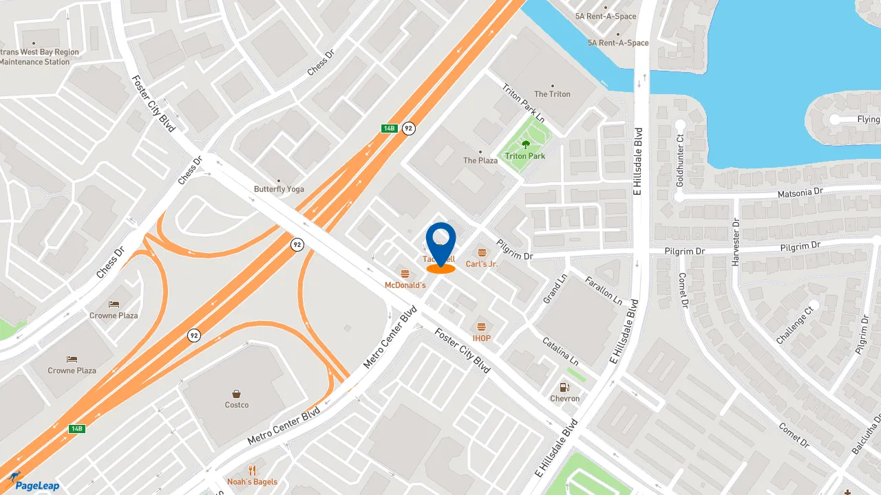 https://pageleap.com map showing location of Taco Bell in Foster City.