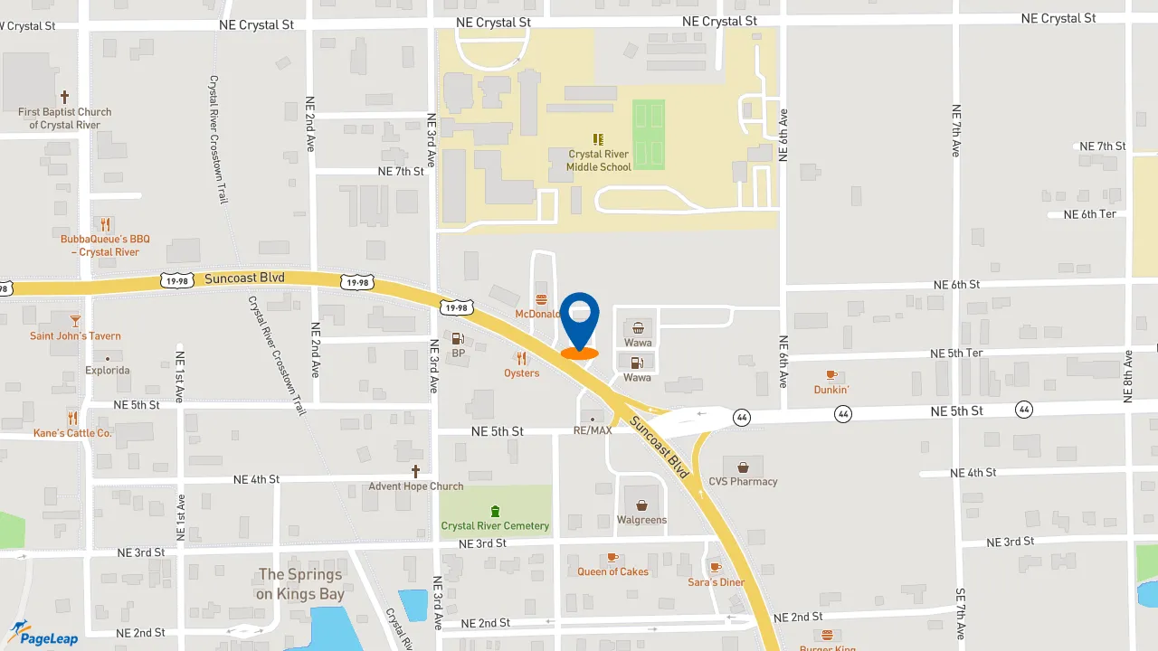 https://pageleap.com map showing location of Taco Bell in Crystal River.