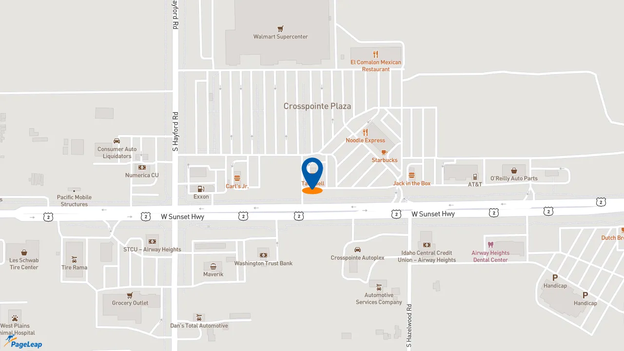 https://pageleap.com map showing location of Taco Bell in Spokane.