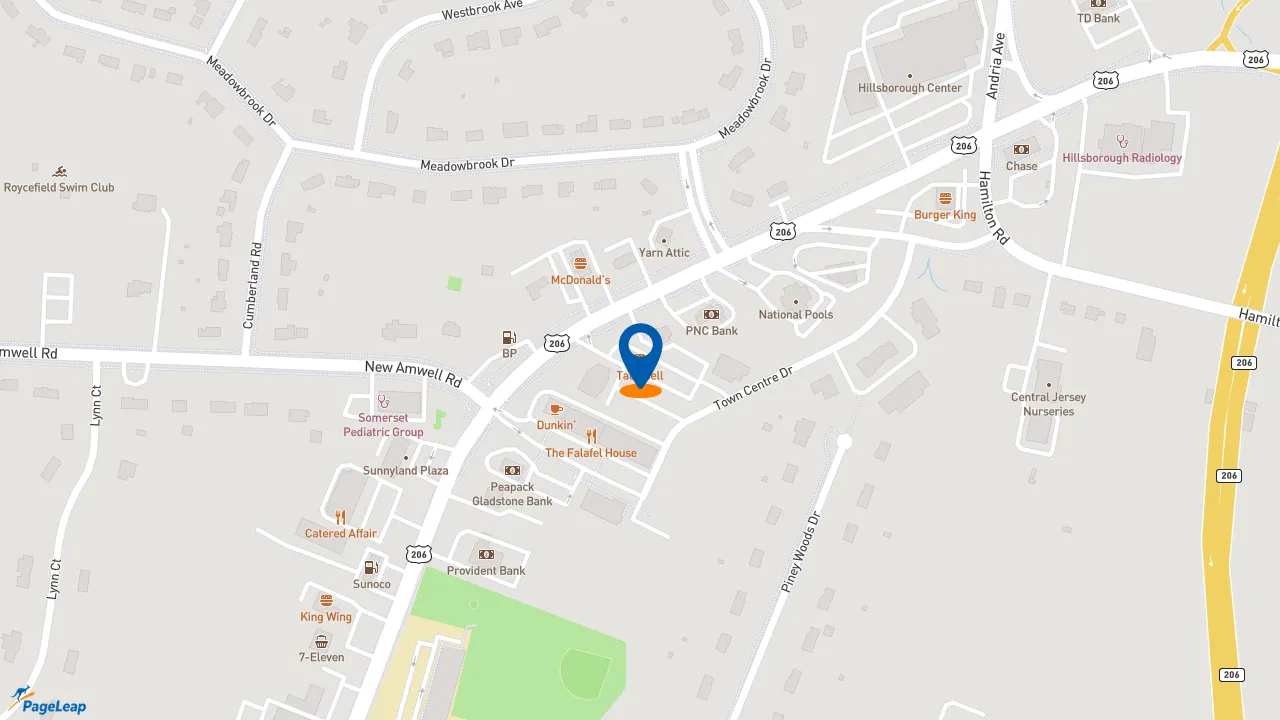 https://pageleap.com map showing location of Taco Bell in Millstone.