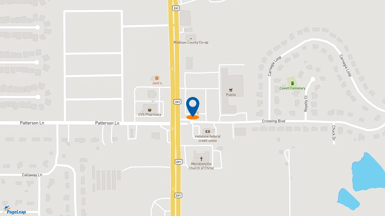 https://pageleap.com map showing location of Taco Bell in Meridianville.
