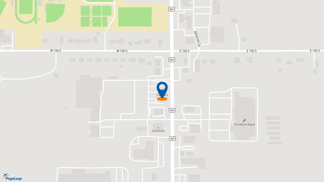 https://pageleap.com map showing location of Taco Bell in Crawfordsville.