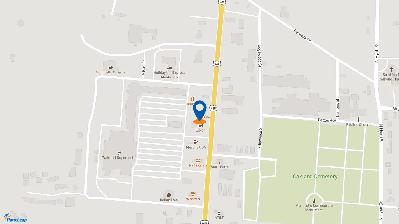 https://pageleap.com map showing location of Taco Bell in Monticello.
