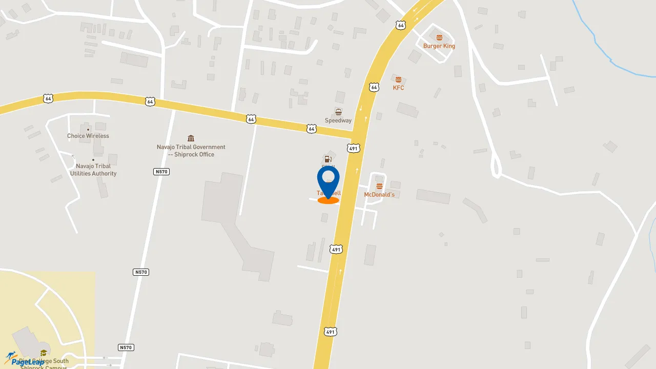 https://pageleap.com map showing location of Taco Bell in Shiprock.