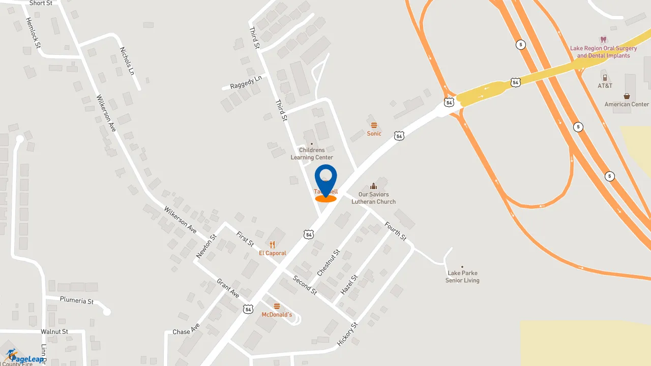 https://pageleap.com map showing location of Taco Bell in Camdenton.