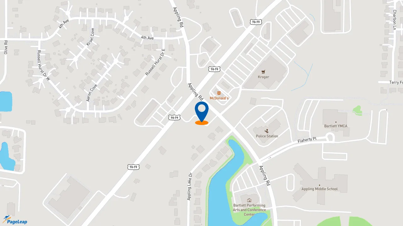 https://pageleap.com map showing location of Taco Bell in Bartlett.