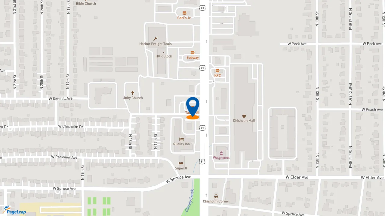 https://pageleap.com map showing location of Taco Bell in Duncan.