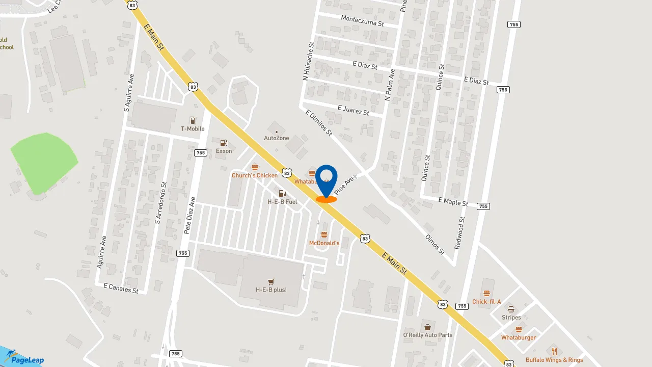 https://pageleap.com map showing location of Taco Bell in Rio Grande City.