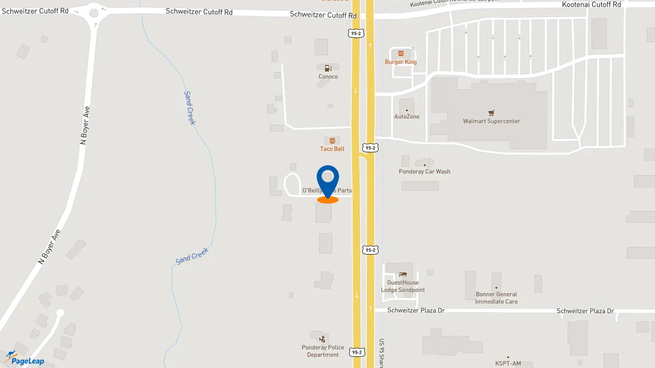 https://pageleap.com map showing location of Taco Bell in Ponderay.