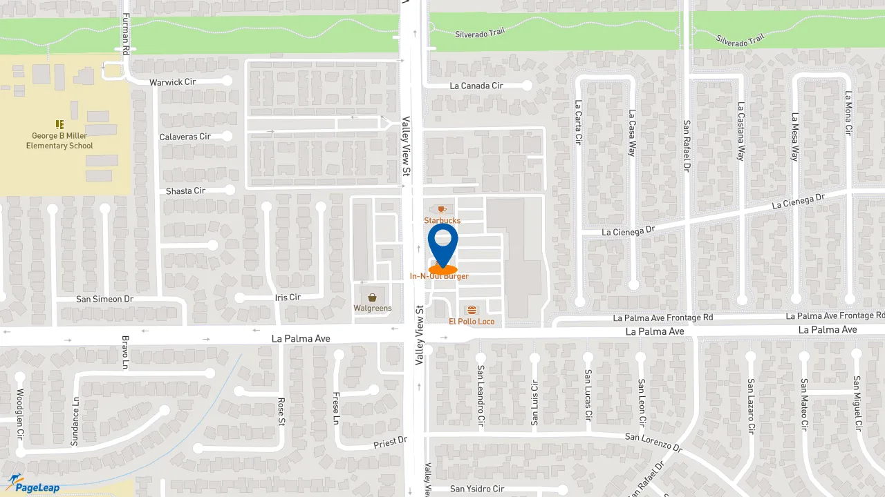 https://pageleap.com map showing location of Taco Bell in Buena Park.