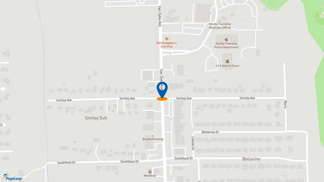 https://pageleap.com map showing location of Taco Bell in Shelby Township.