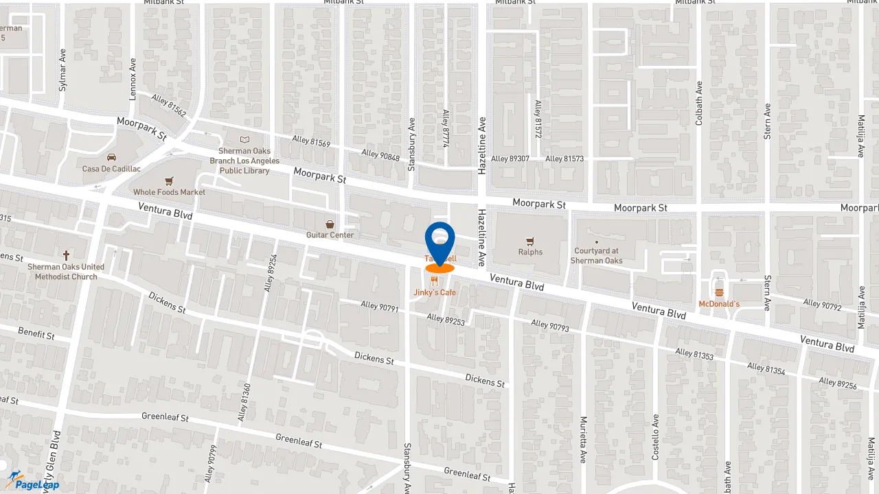 https://pageleap.com map showing location of Taco Bell in Los Angeles.