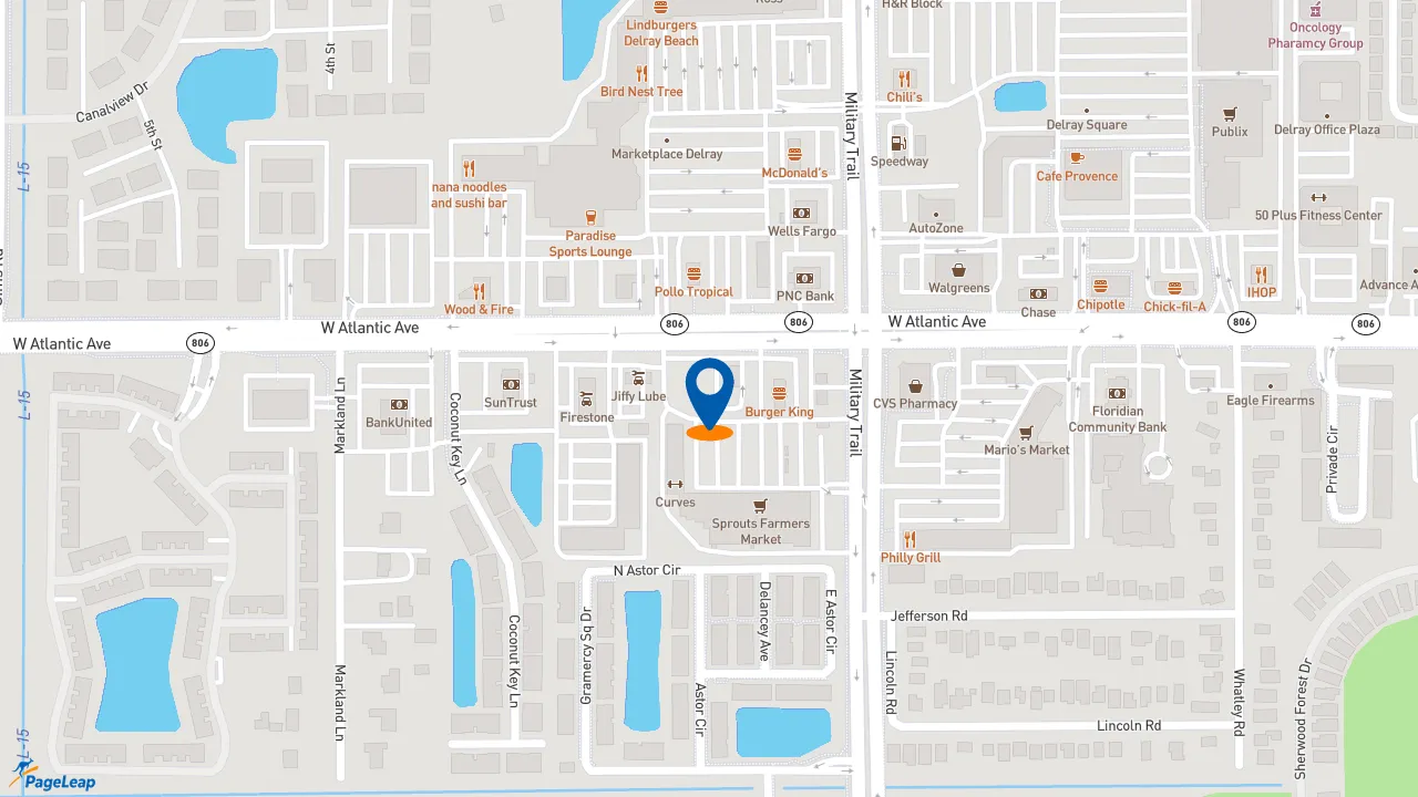 https://pageleap.com map showing location of Taco Bell in Delray Beach.