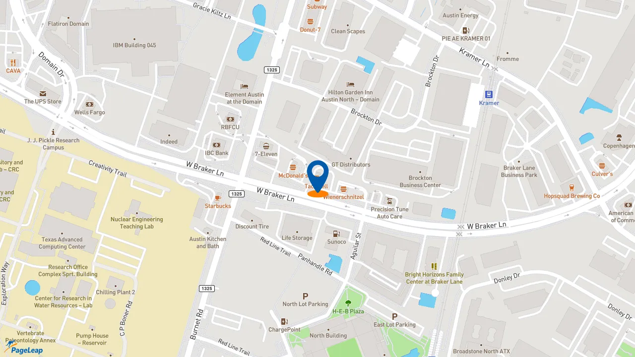 https://pageleap.com map showing location of Taco Bell in Austin.