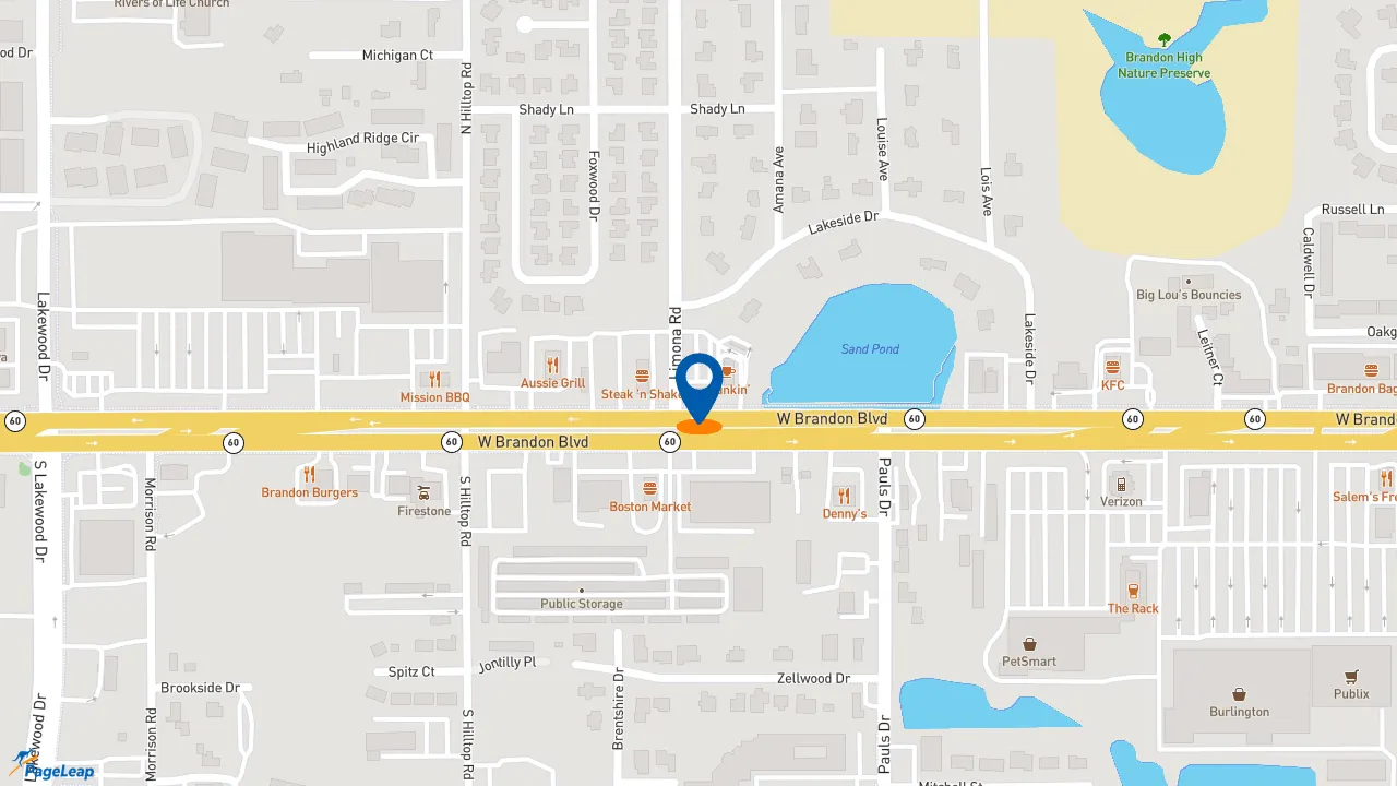 https://pageleap.com map showing location of Taco Bell in Brandon.