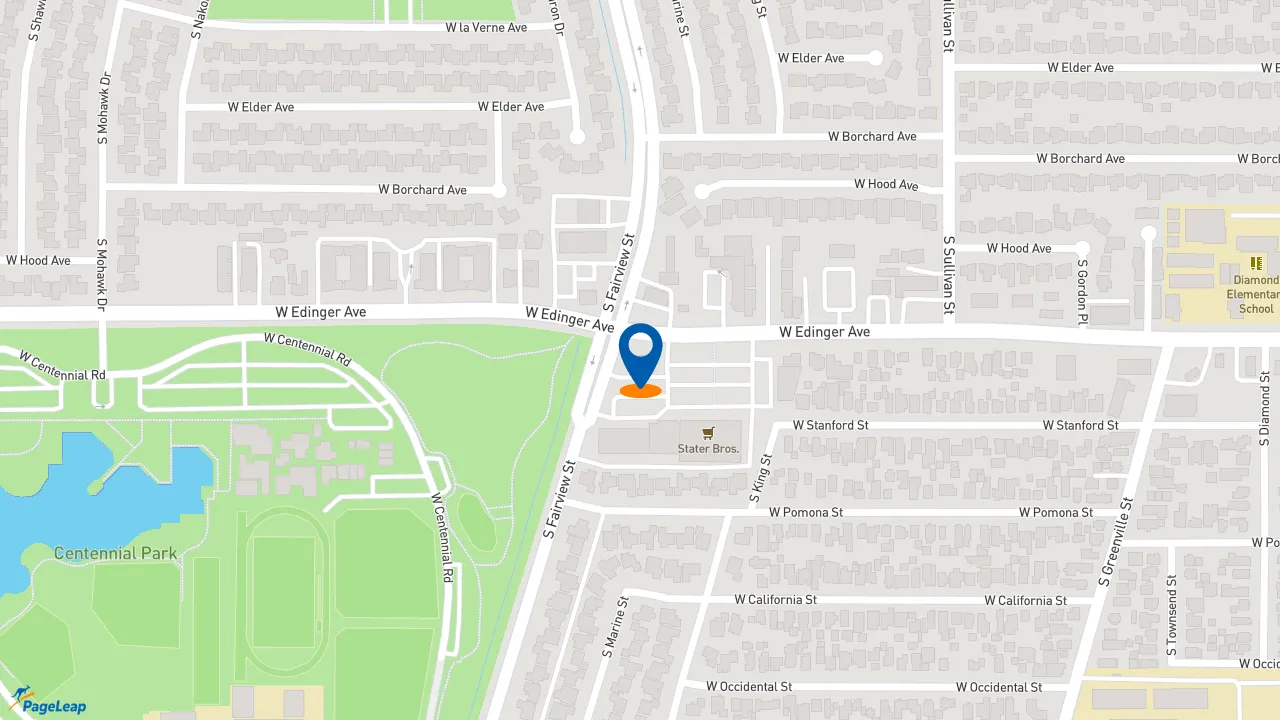 https://pageleap.com map showing location of Taco Bell in Santa Ana.