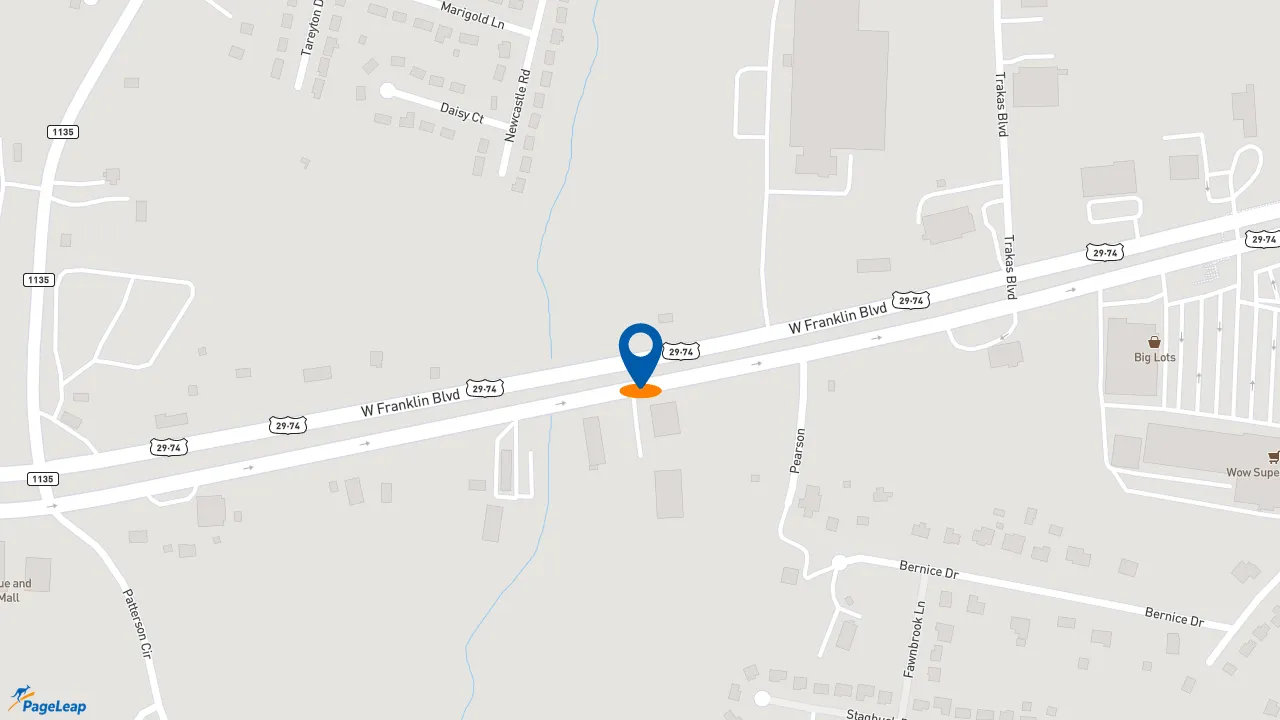 https://pageleap.com map showing location of Taco Bell in Gastonia.
