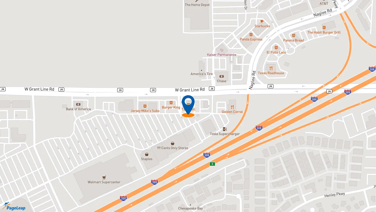 https://pageleap.com map showing location of Taco Bell in Tracy.