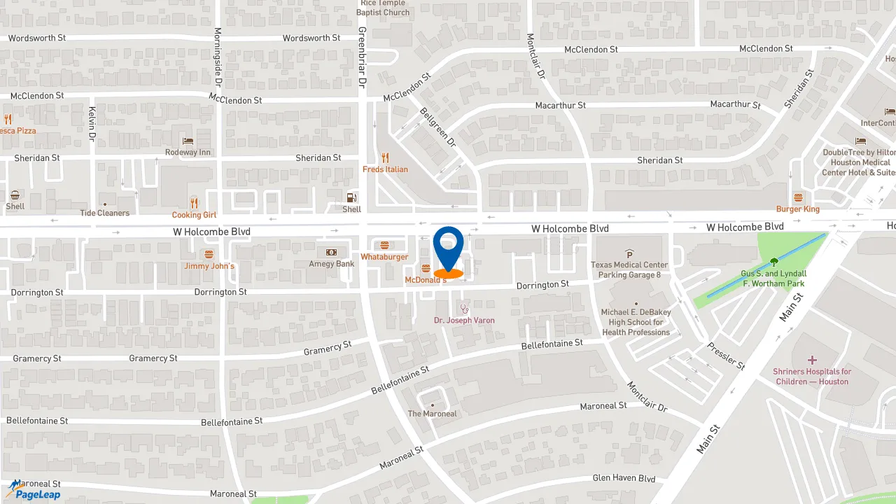 https://pageleap.com map showing location of Taco Bell in Houston.